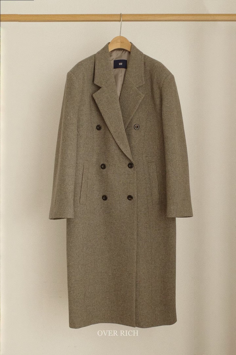 OVER RICH東大門㊣代購女士新品人氣推薦真品熱賣中長款大衣OVER RICH中長款大衣