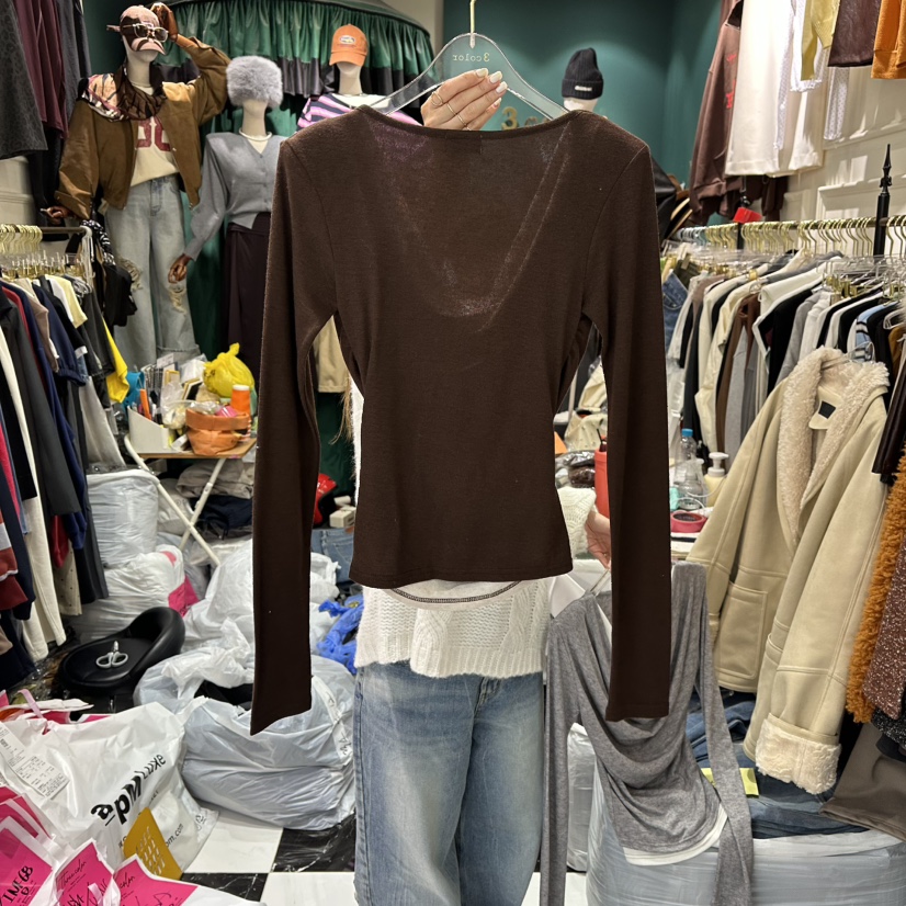 3COLOR韓國代購㊣女士新款25秋冬長袖T恤Three color長袖T恤