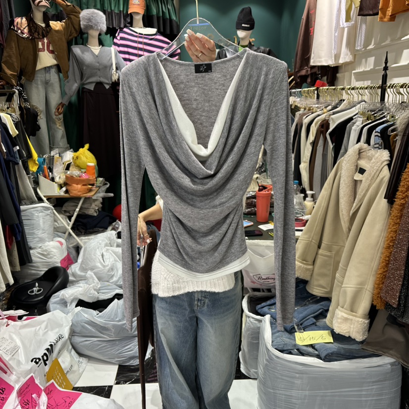 3COLOR韓國代購㊣女士新款25秋冬長袖T恤Three color長袖T恤