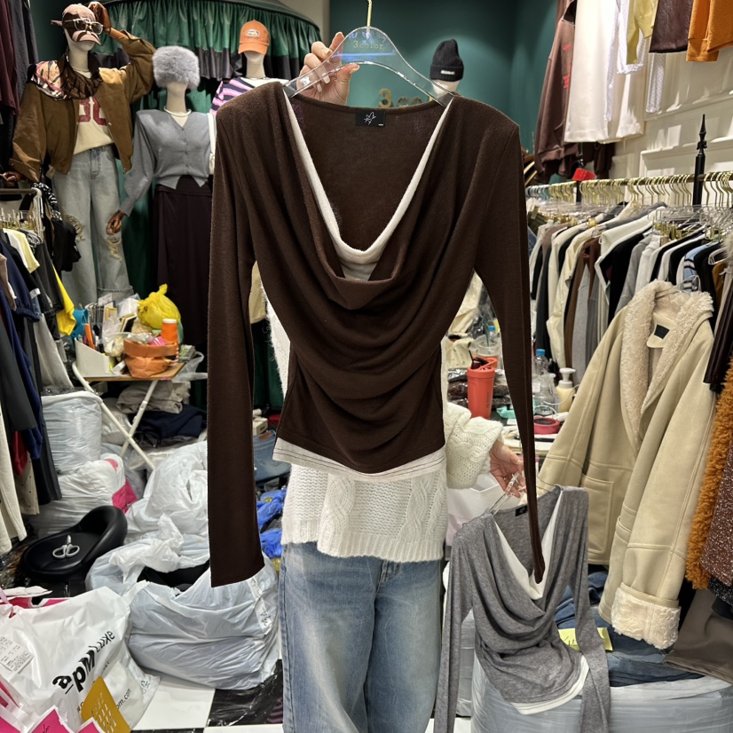 3COLOR韓國代購㊣女士新款25秋冬長袖T恤Three color長袖T恤圖色2