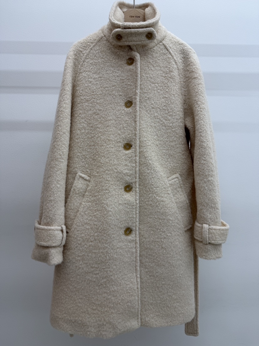 RAWROW韓國直郵㊣女裝新品時尚25秋冬中長款大衣含腰帶羊毛RAWROW中長款大衣