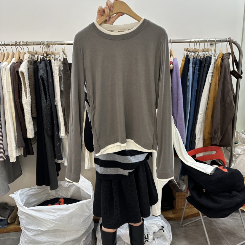 DELIGHT-L東大門㊣直郵女裝新品推薦熱賣休閑真品人氣長袖T恤DELIGHT-L長袖T恤圖色2