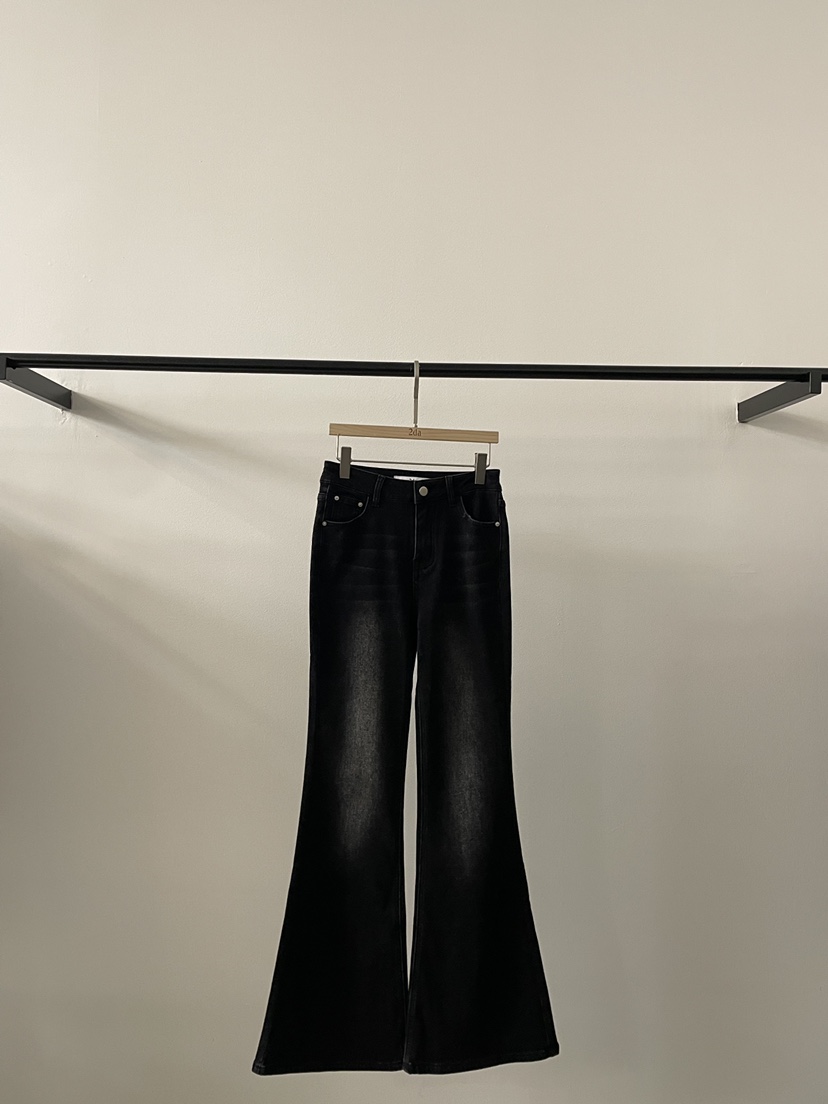 2DA/DARIMI-P韓國直郵㊣女裝新款熱賣休閑25秋冬牛仔褲拉絨2DA/DARIMI-P牛仔褲圖色2黑色