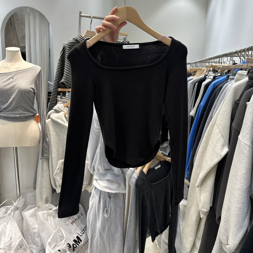 W.FATAL東大門㊣代購女士新品熱賣職業時尚休閑長袖T恤安哥拉W.FATAL長袖T恤圖色4黑色