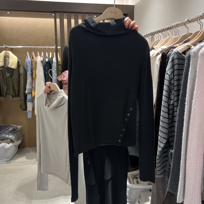 RAWROW東大門㊣直郵女士新品推薦職業時尚人氣休閑長袖T恤紐扣RAWROW長袖T恤圖色2