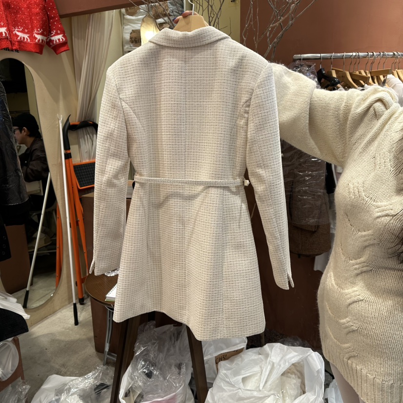 MIENNE韓國代購㊣女士新款休閑真品熱賣25秋冬連衣裙花呢腰帶MIENNE連衣裙