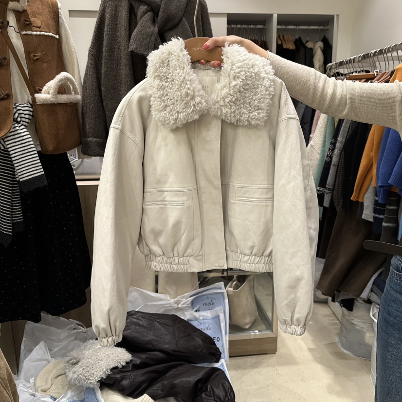MELO韓國直郵㊣女士新款推薦熱賣時尚真品人氣25秋冬夾克皮革MELO夾克