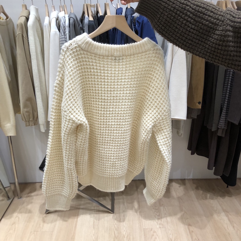 HAUS-A韓國代購㊣女裝新款人氣推薦熱賣休閑時尚針織衫華夫格HAUS-A針織衫