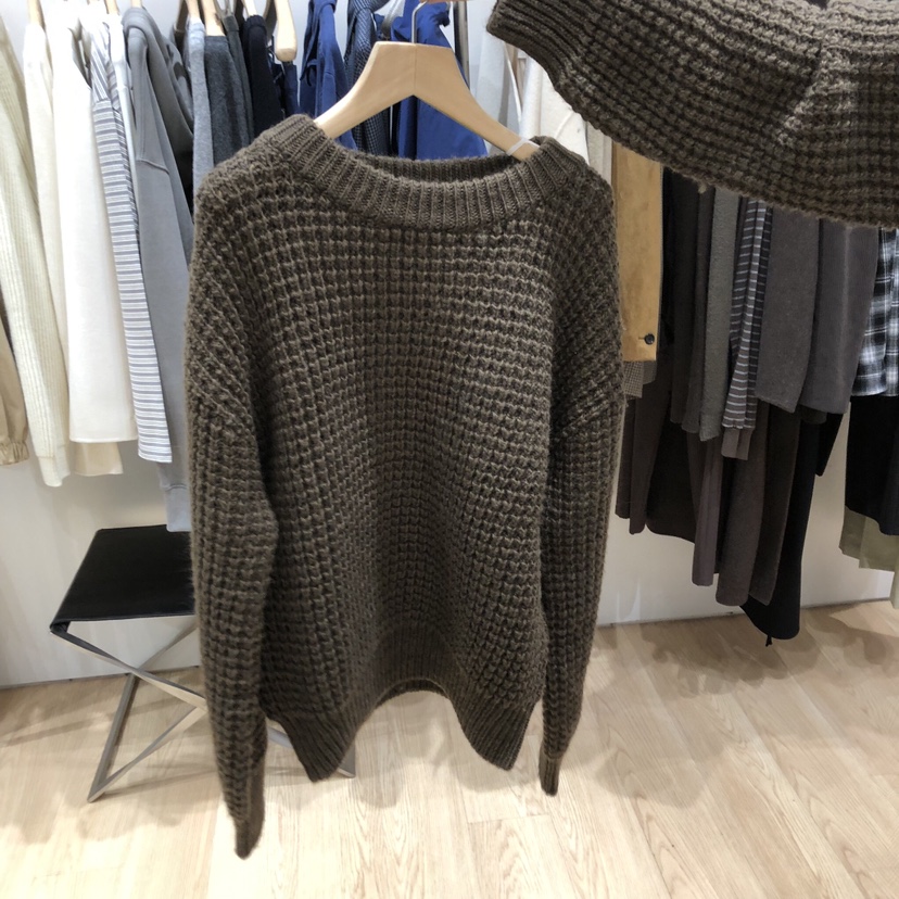 HAUS-A韓國代購㊣女裝新款人氣推薦熱賣休閑時尚針織衫華夫格HAUS-A針織衫