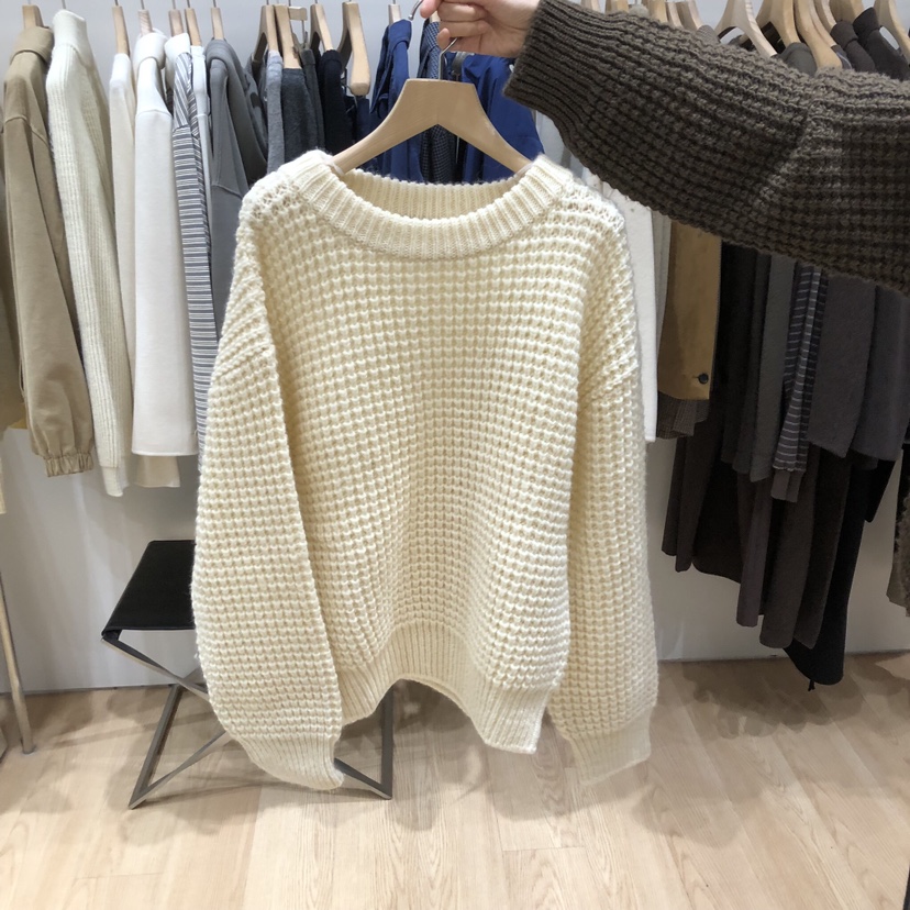 HAUS-A韓國代購㊣女裝新款人氣推薦熱賣休閑時尚針織衫華夫格HAUS-A針織衫圖色2