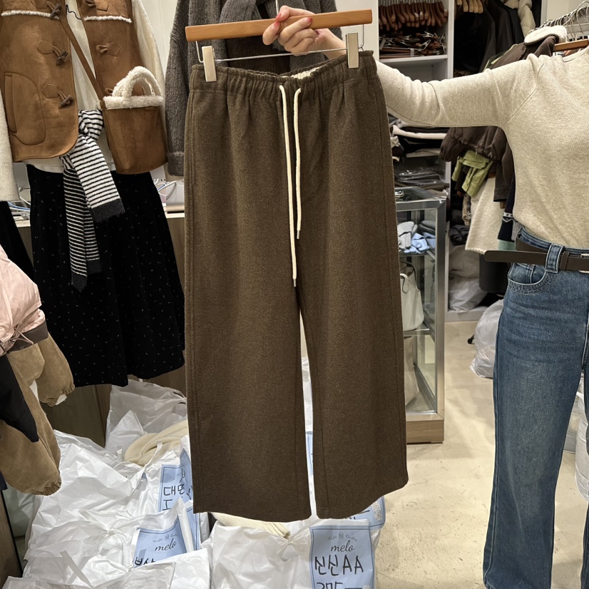 MELO東大門㊣代購女士新款熱賣時尚休閑推薦休閑褲羊毛綁帶MELO休閑褲圖色2