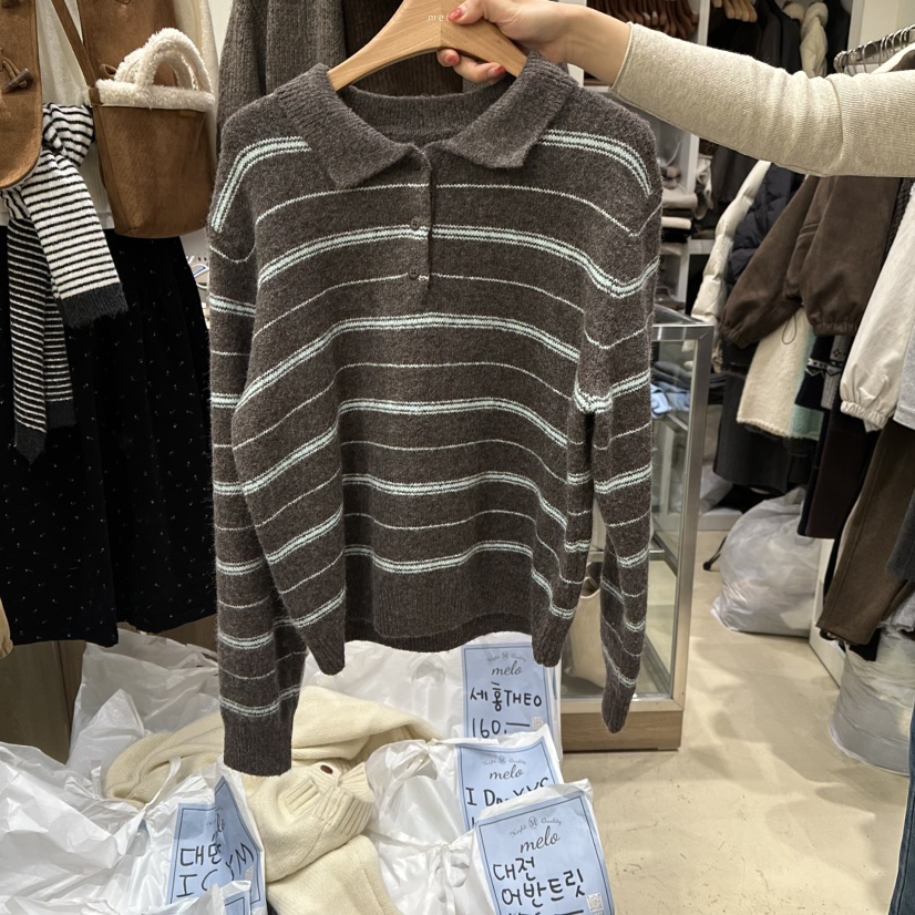 MELO韓國代購㊣女裝新品熱賣職業真品休閑人氣25秋冬針織衫MELO針織衫圖色2
