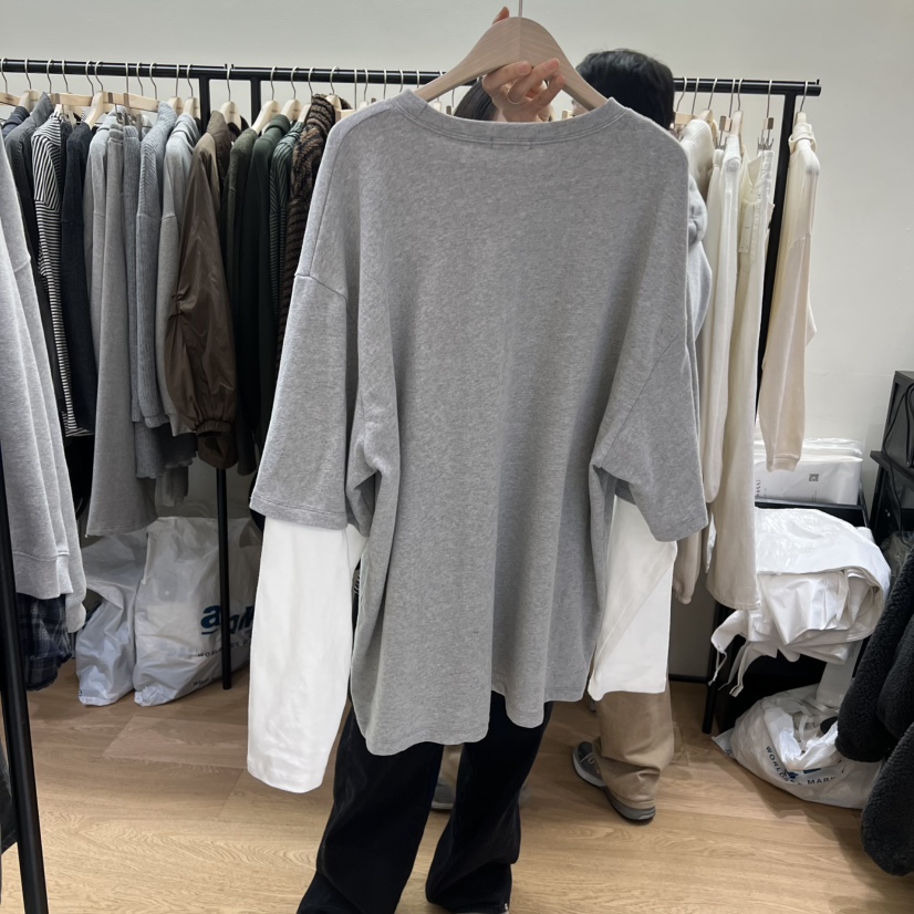 SPAGHETTI東大門㊣代購女士新款時尚真品推薦長袖T恤假兩件spaghetti長袖T恤