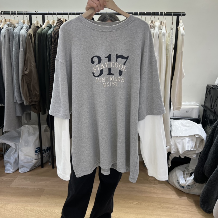 SPAGHETTI東大門㊣代購女士新款時尚真品推薦長袖T恤假兩件spaghetti長袖T恤