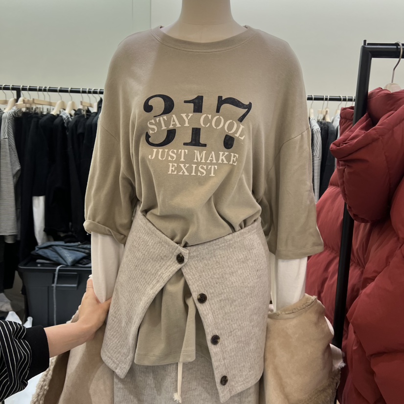 SPAGHETTI東大門㊣代購女士新款時尚真品推薦長袖T恤假兩件spaghetti長袖T恤圖色3