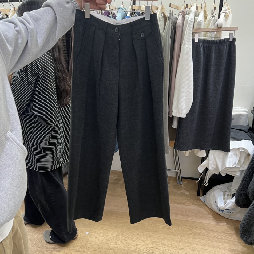 SPAGHETTI韓國直郵㊣女士新品推薦25秋冬真品休閑褲羊毛口袋spaghetti休閑褲圖色2