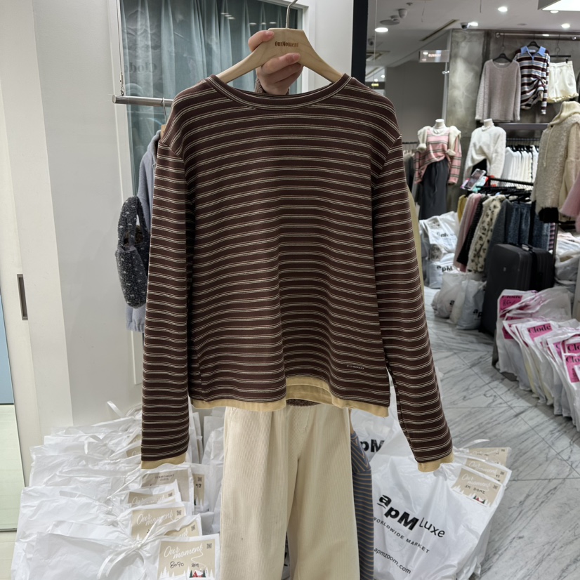 OURMOMENT韓國直郵㊣女裝新款人氣職業真品熱賣休閑長袖T恤OURMOMENT長袖T恤圖色3