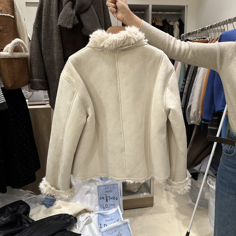 MELO韓國代購㊣女士新款推薦職業休閑真品時尚夾克皮草含包MELO夾克