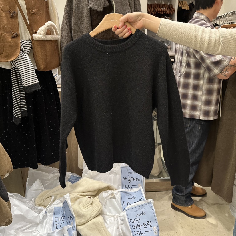 MELO韓國代購㊣女裝新款人氣休閑職業真品推薦時尚針織衫羊毛MELO針織衫圖色4