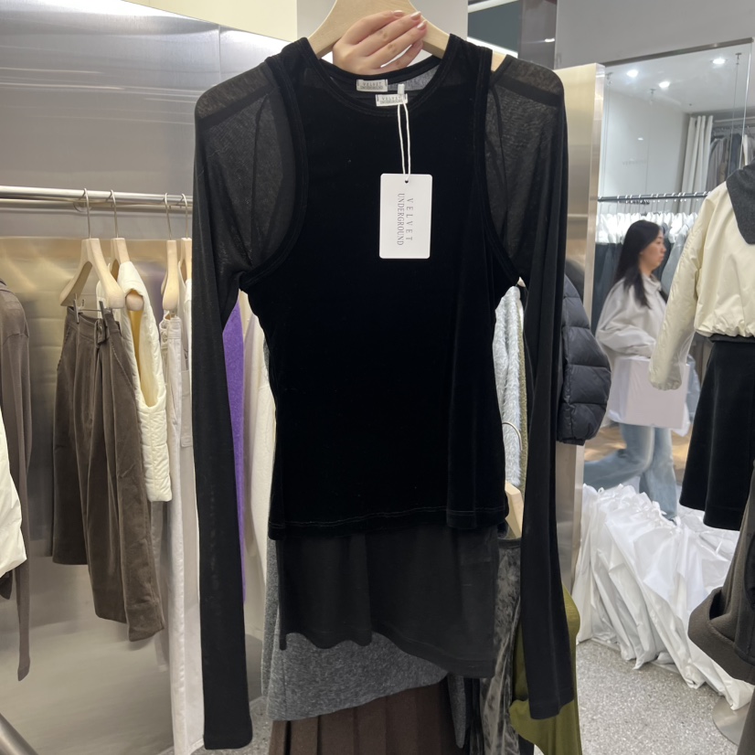 VELVET UNDERGROUND韓國直郵㊣女士新品職業吊帶背心不含內搭天鵝絨VELVET UNDERGROUND吊帶/背心圖色2