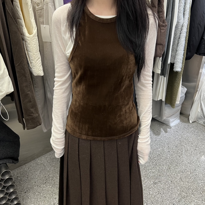 VELVET UNDERGROUND韓國直郵㊣女士新品職業吊帶背心不含內搭天鵝絨VELVET UNDERGROUND吊帶/背心圖色3