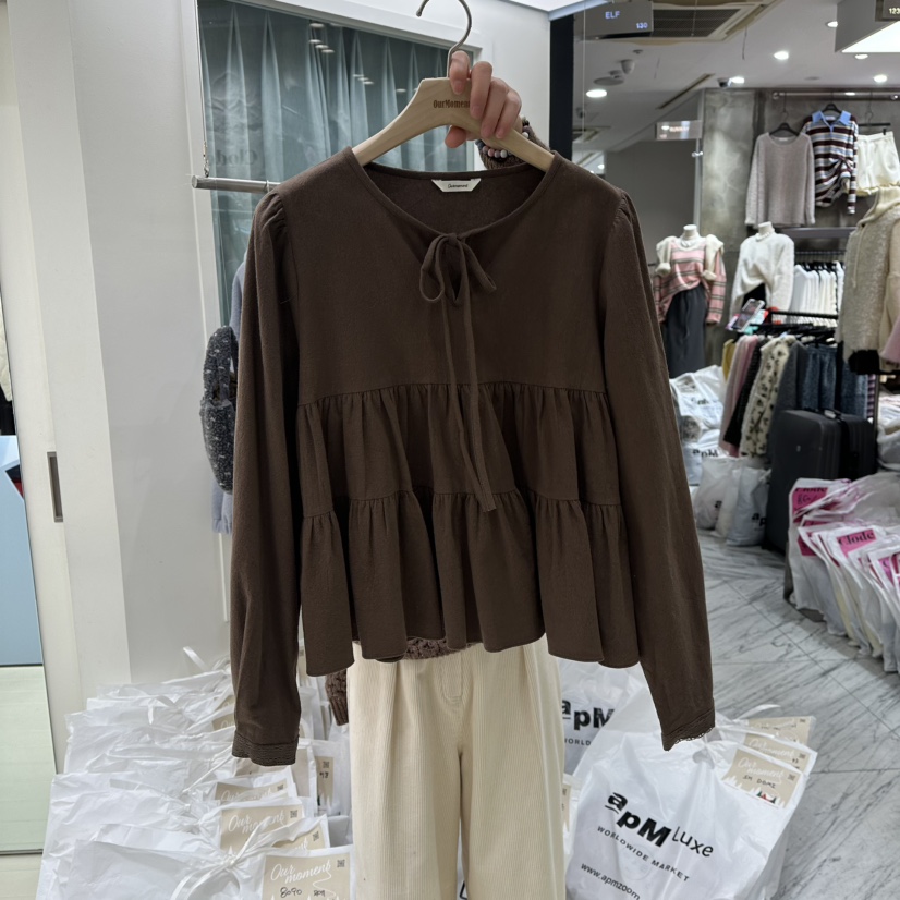 OURMOMENT東大門㊣實拍女士新品推薦25秋冬休閑人氣襯衫蕾絲衫OURMOMENT襯衫/蕾絲衫圖色2