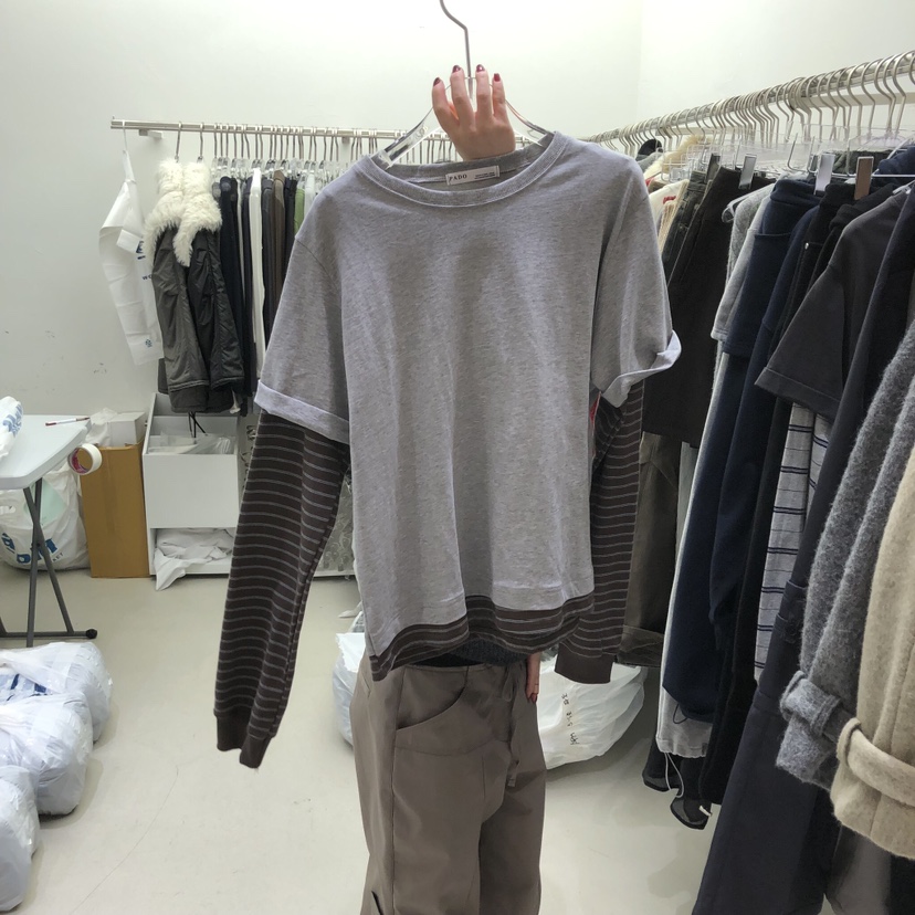 PADO東大門㊣實拍女士新款職業推薦休閑時尚熱賣長袖T恤假兩件PADO長袖T恤