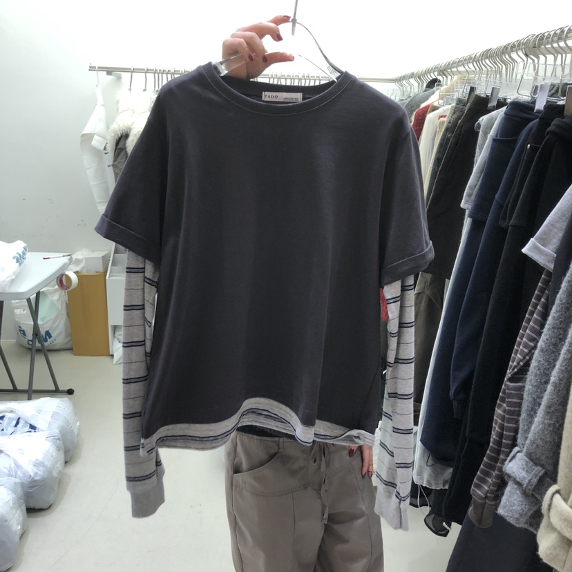 PADO東大門㊣實拍女士新款職業推薦休閑時尚熱賣長袖T恤假兩件PADO長袖T恤圖色2