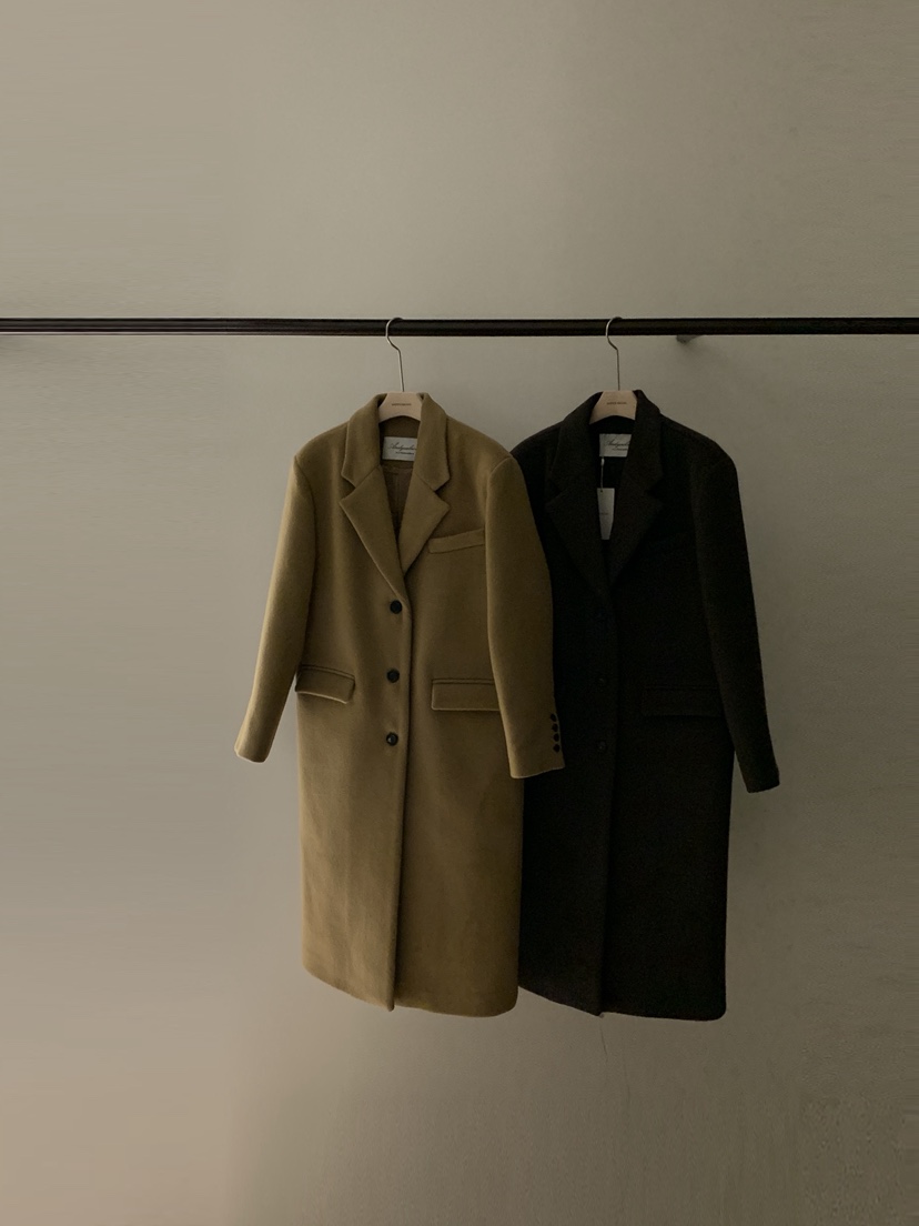 ANDYOUBROWN東大門㊣實拍女裝新款人氣25秋冬中長款大衣羊毛ANDYOUBROWN中長款大衣圖色2左二色