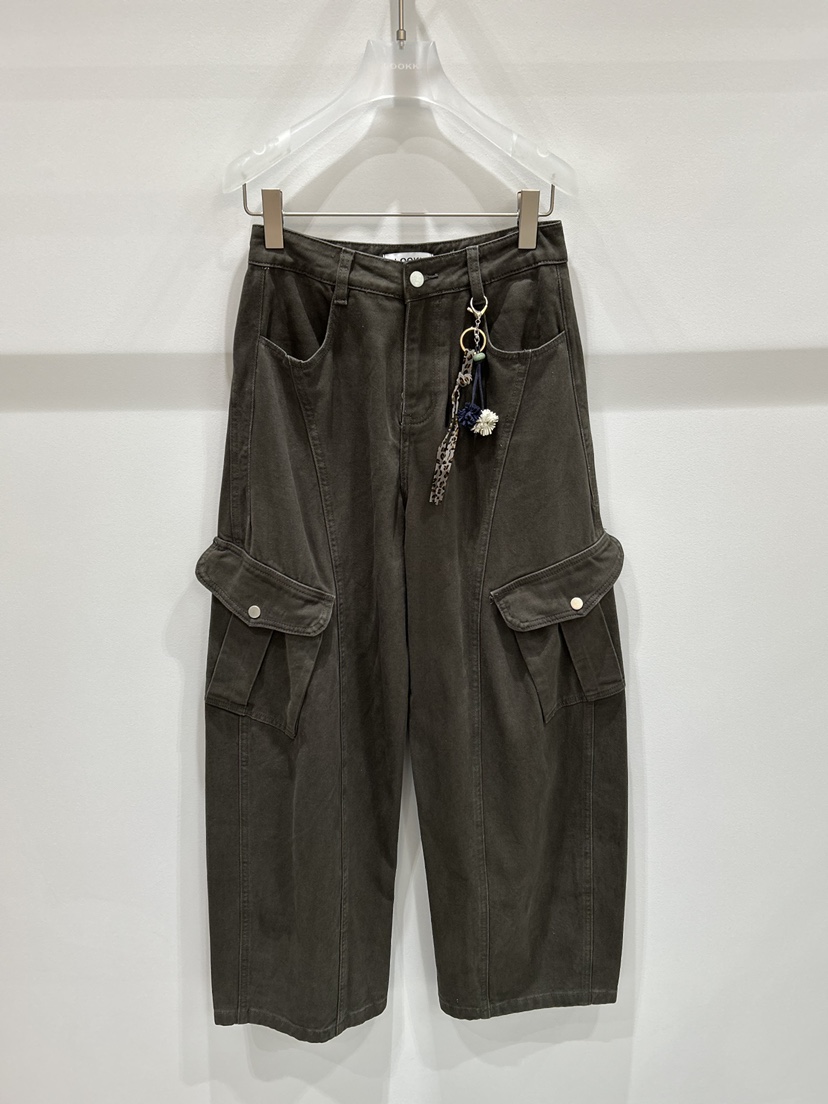 LOOKK東大門㊣實拍女士新款25秋冬休閑休閑褲含飾品口袋羊毛LOOKK休閑褲圖色2