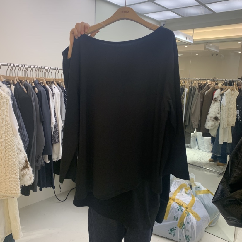 FLAUNT東大門㊣直郵女裝新品真品熱賣25秋冬長袖T恤船領寬松FLAUNT長袖T恤圖色2