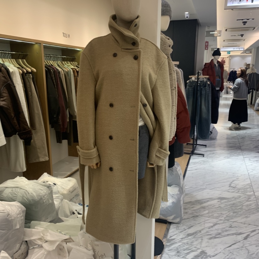 ALOT韓國直郵㊣女裝新款時尚真品熱賣中長款大衣含腰帶高領A LOT中長款大衣