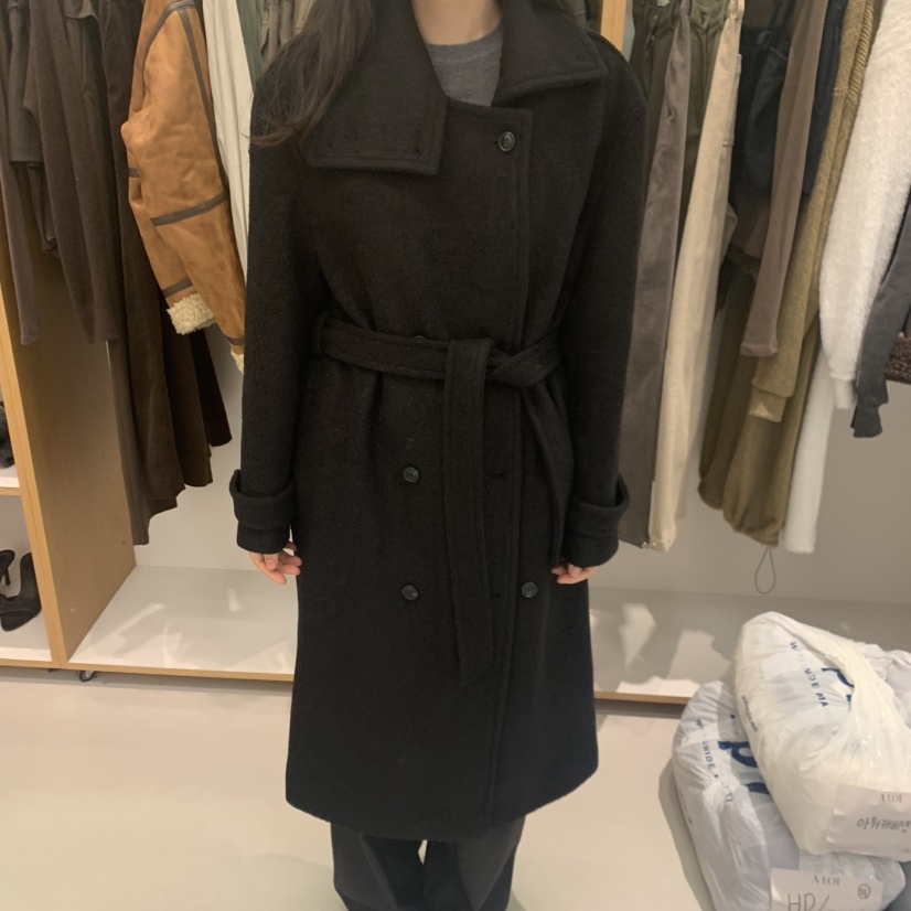 ALOT韓國直郵㊣女裝新款時尚真品熱賣中長款大衣含腰帶高領A LOT中長款大衣圖色2