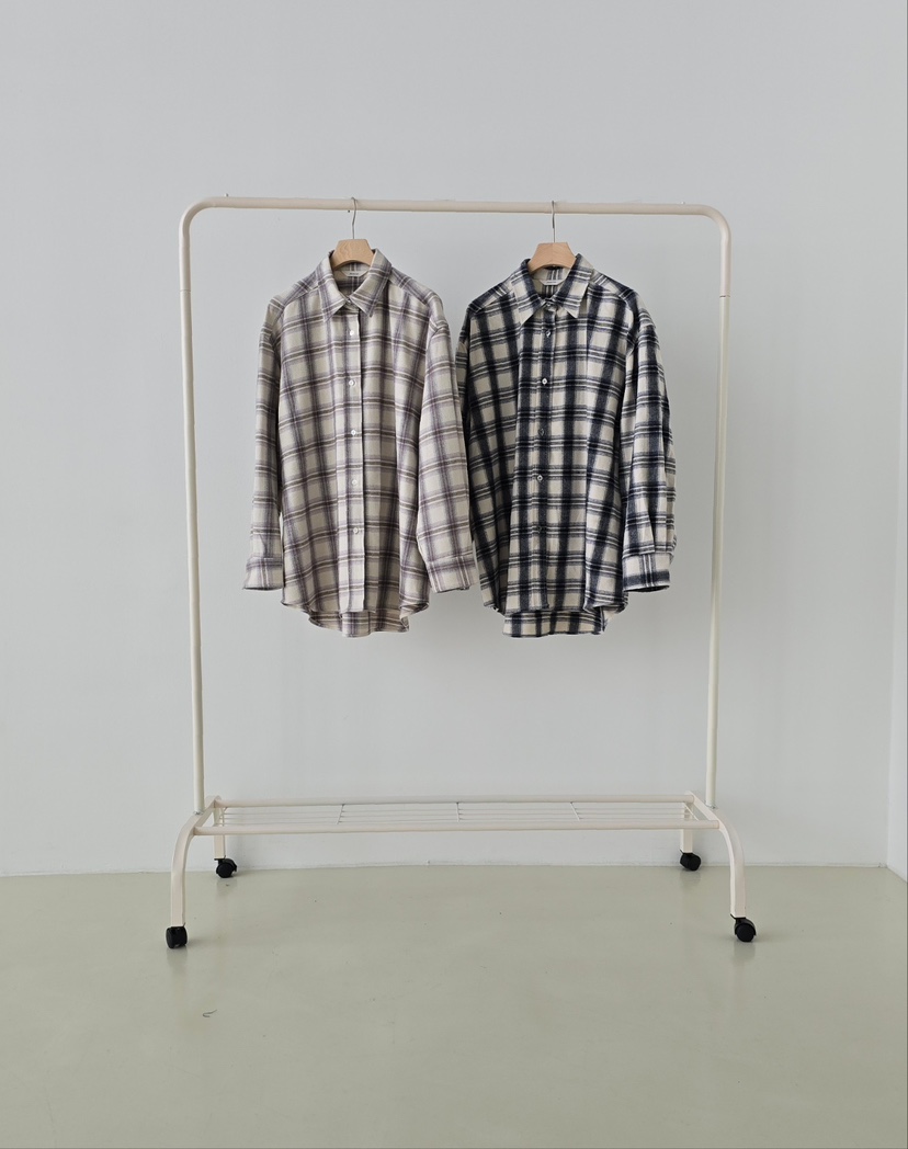 J SHOP東大門㊣實拍女裝新款人氣25秋冬襯衫蕾絲衫羊毛格紋J_SHOP襯衫/蕾絲衫