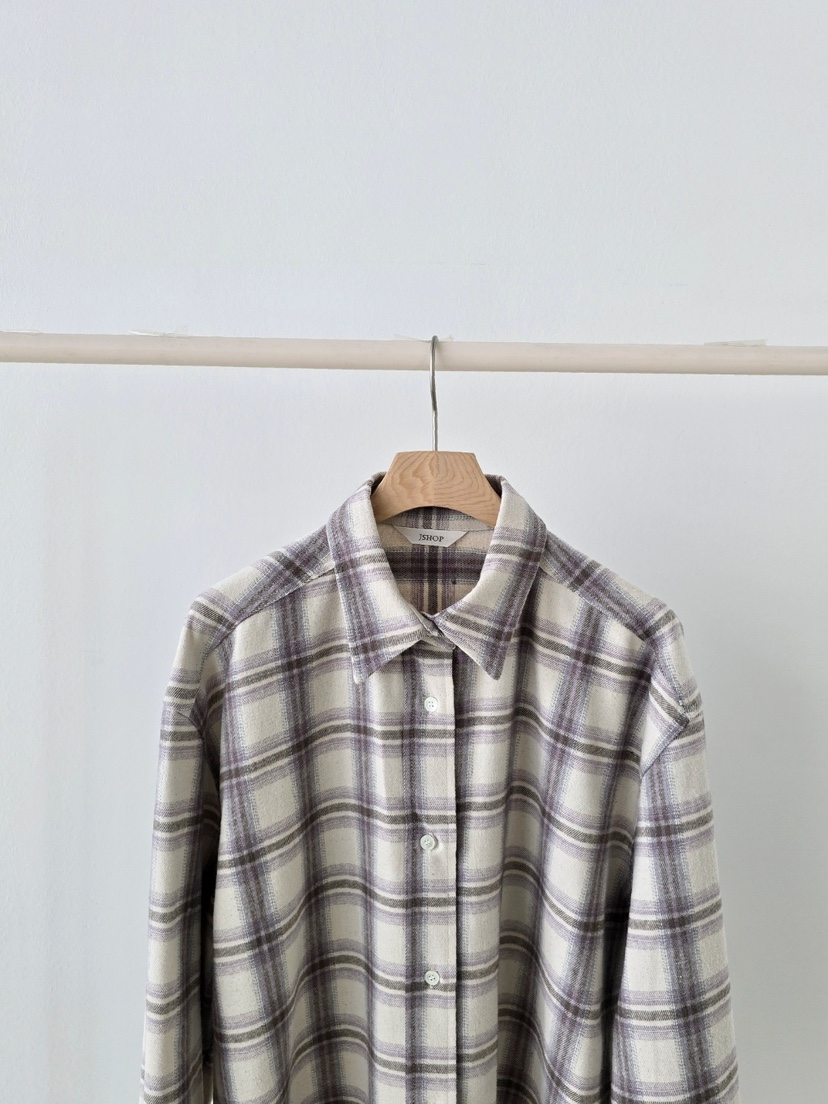 J SHOP東大門㊣實拍女裝新款人氣25秋冬襯衫蕾絲衫羊毛格紋J_SHOP襯衫/蕾絲衫