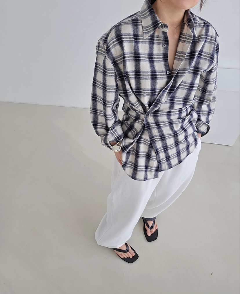 J SHOP東大門㊣實拍女裝新款人氣25秋冬襯衫蕾絲衫羊毛格紋J_SHOP襯衫/蕾絲衫