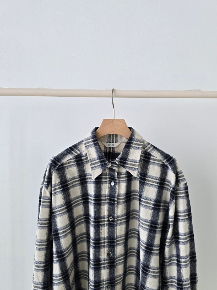 J SHOP東大門㊣實拍女裝新款人氣25秋冬襯衫蕾絲衫羊毛格紋J_SHOP襯衫/蕾絲衫