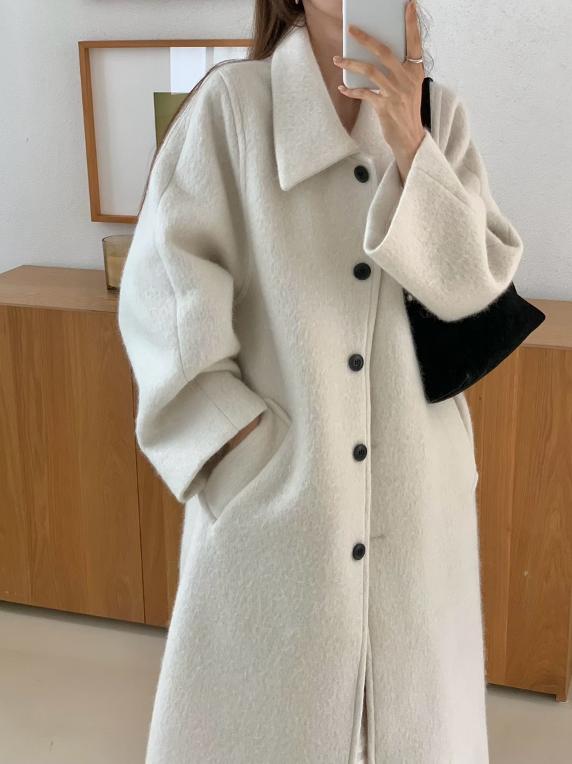 SOFTNESS韓國代購㊣女裝新品人氣真品25秋冬中長款大衣羊駝毛Softness/Cosmic中長款大衣