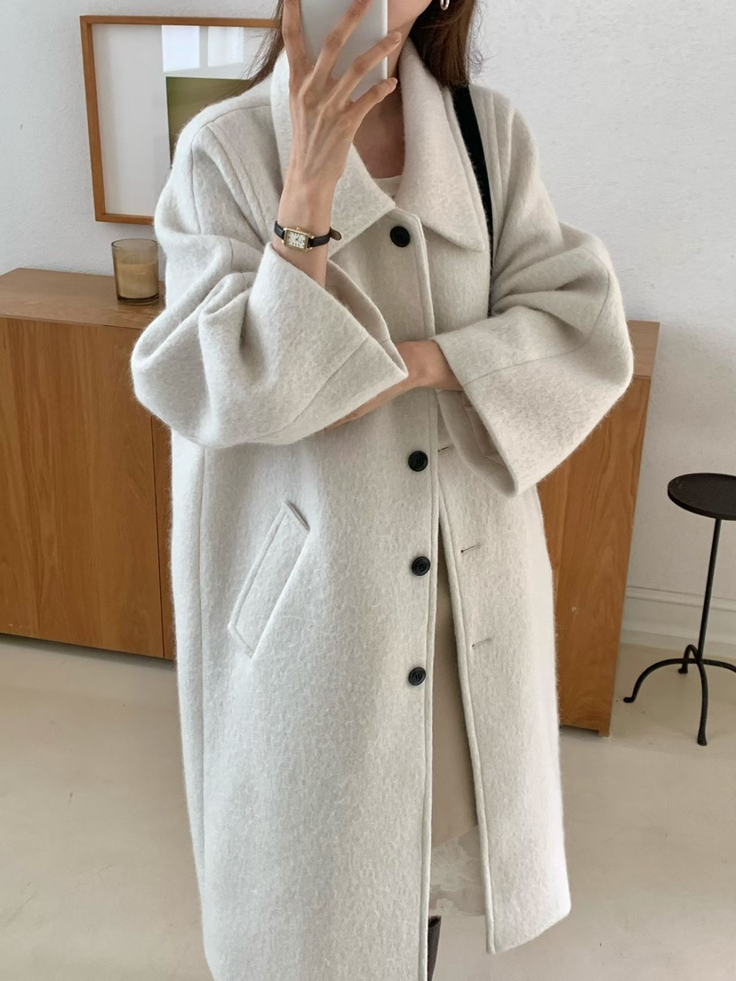 SOFTNESS韓國代購㊣女裝新品人氣真品25秋冬中長款大衣羊駝毛Softness/Cosmic中長款大衣