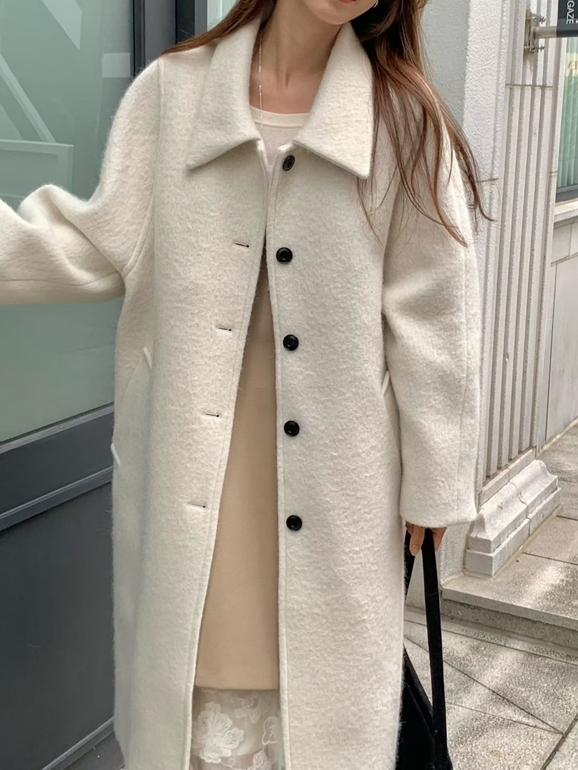 SOFTNESS韓國代購㊣女裝新品人氣真品25秋冬中長款大衣羊駝毛Softness/Cosmic中長款大衣