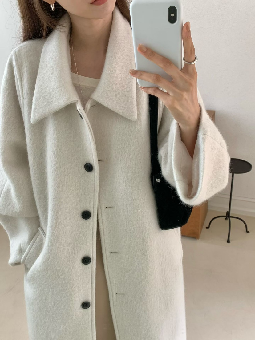 SOFTNESS韓國代購㊣女裝新品人氣真品25秋冬中長款大衣羊駝毛Softness/Cosmic中長款大衣