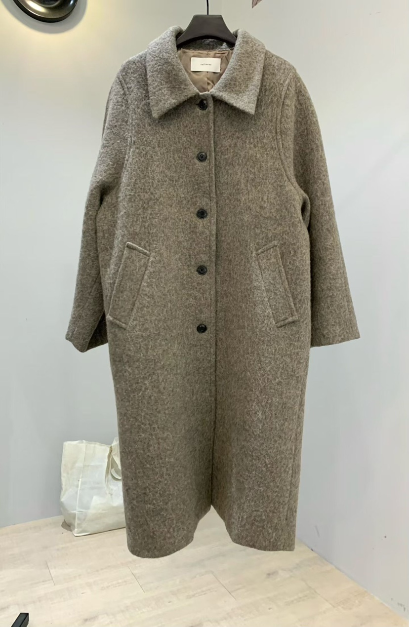 SOFTNESS韓國代購㊣女裝新品人氣真品25秋冬中長款大衣羊駝毛Softness/Cosmic中長款大衣
