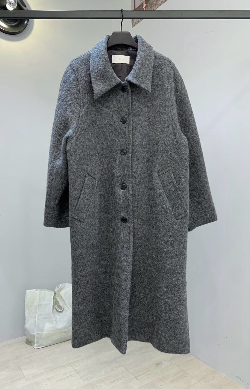 SOFTNESS韓國代購㊣女裝新品人氣真品25秋冬中長款大衣羊駝毛Softness/Cosmic中長款大衣圖色3