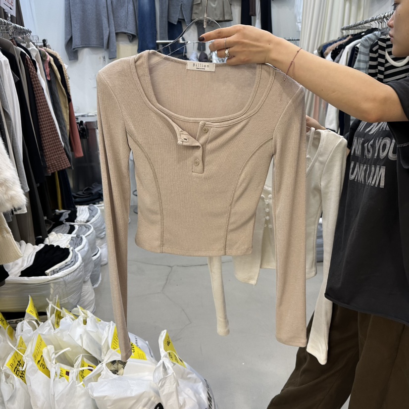 BILLION-L東大門㊣代購女裝新品職業休閑真品長袖T恤假兩件BILLION-L長袖T恤圖色2