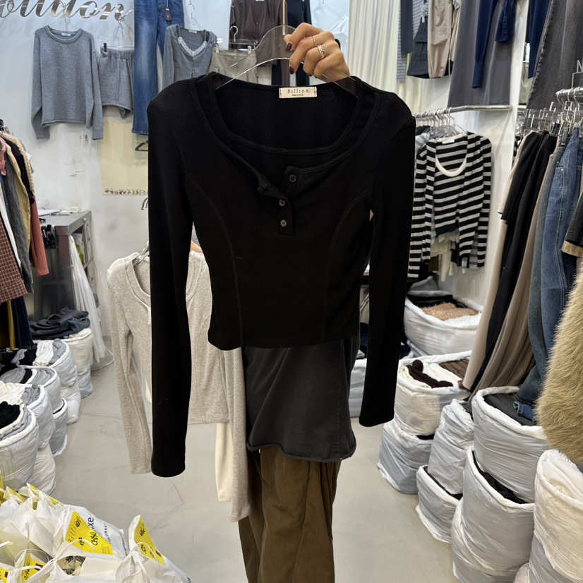 BILLION-L東大門㊣代購女裝新品職業休閑真品長袖T恤假兩件BILLION-L長袖T恤圖色3