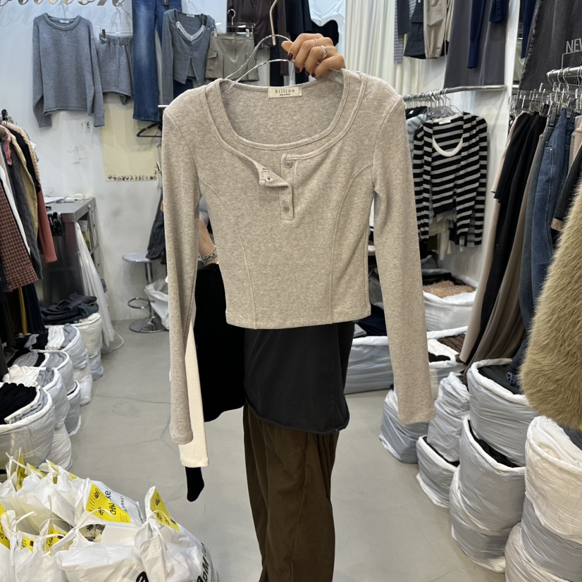 BILLION-L東大門㊣代購女裝新品職業休閑真品長袖T恤假兩件BILLION-L長袖T恤圖色4