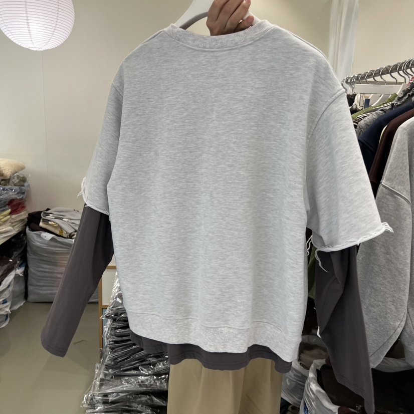 ARE東大門㊣直郵女士新款熱賣時尚真品25秋冬長袖T恤假兩件ARE YOU/ARE長袖T恤