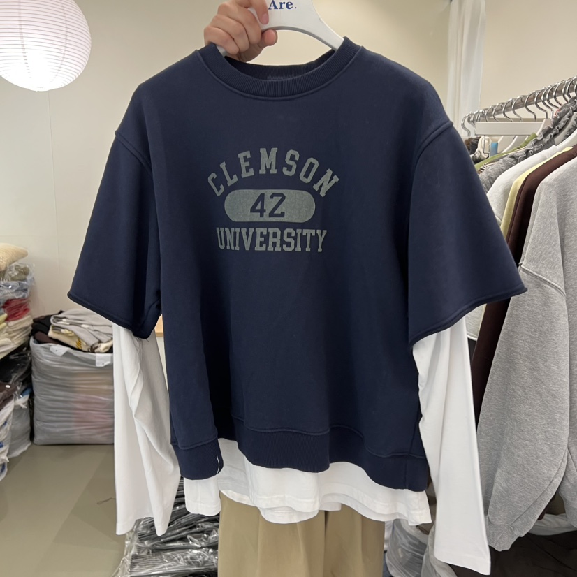 ARE東大門㊣直郵女士新款熱賣時尚真品25秋冬長袖T恤假兩件ARE YOU/ARE長袖T恤