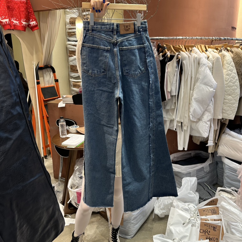 MIENNE東大門㊣直郵女士新款職業休閑推薦真品25秋冬牛仔褲鏤空MIENNE牛仔褲