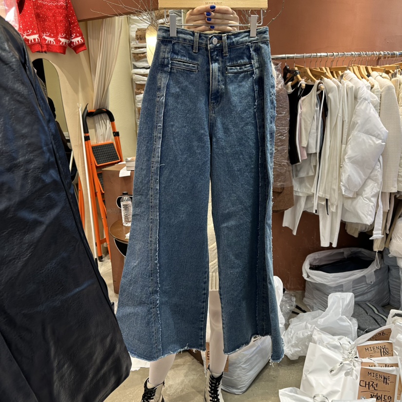 MIENNE東大門㊣直郵女士新款職業休閑推薦真品25秋冬牛仔褲鏤空MIENNE牛仔褲